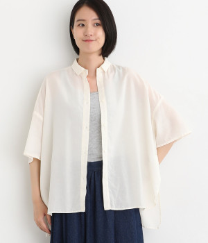スラブローン ワイドシャツ(アイボリー-ONESIZE)