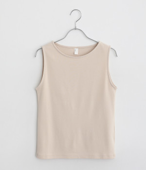 【made in japan】コットンフライスタンクトップ(ベージュ-ONESIZE)