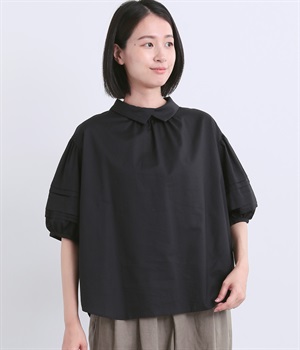 コットンローン パフスリーブプルオーバー(ダークネイビー-ONESIZE)