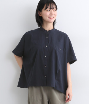 裾タックワイド切替シャツ(ネイビー-ONESIZE)