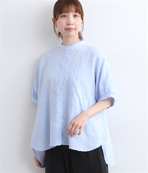 【made in japan】フレンチリネンバンドカラーシャツ