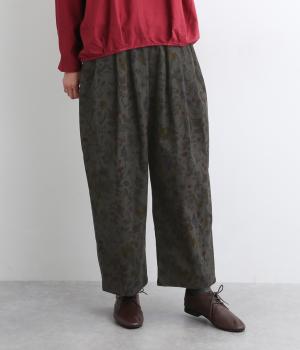 コール天フローラルコーデュロイオーバルパンツ(チャコール-F)