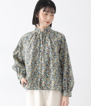 フラワーレイヤースタンドネックシャツ(イエロー-F)