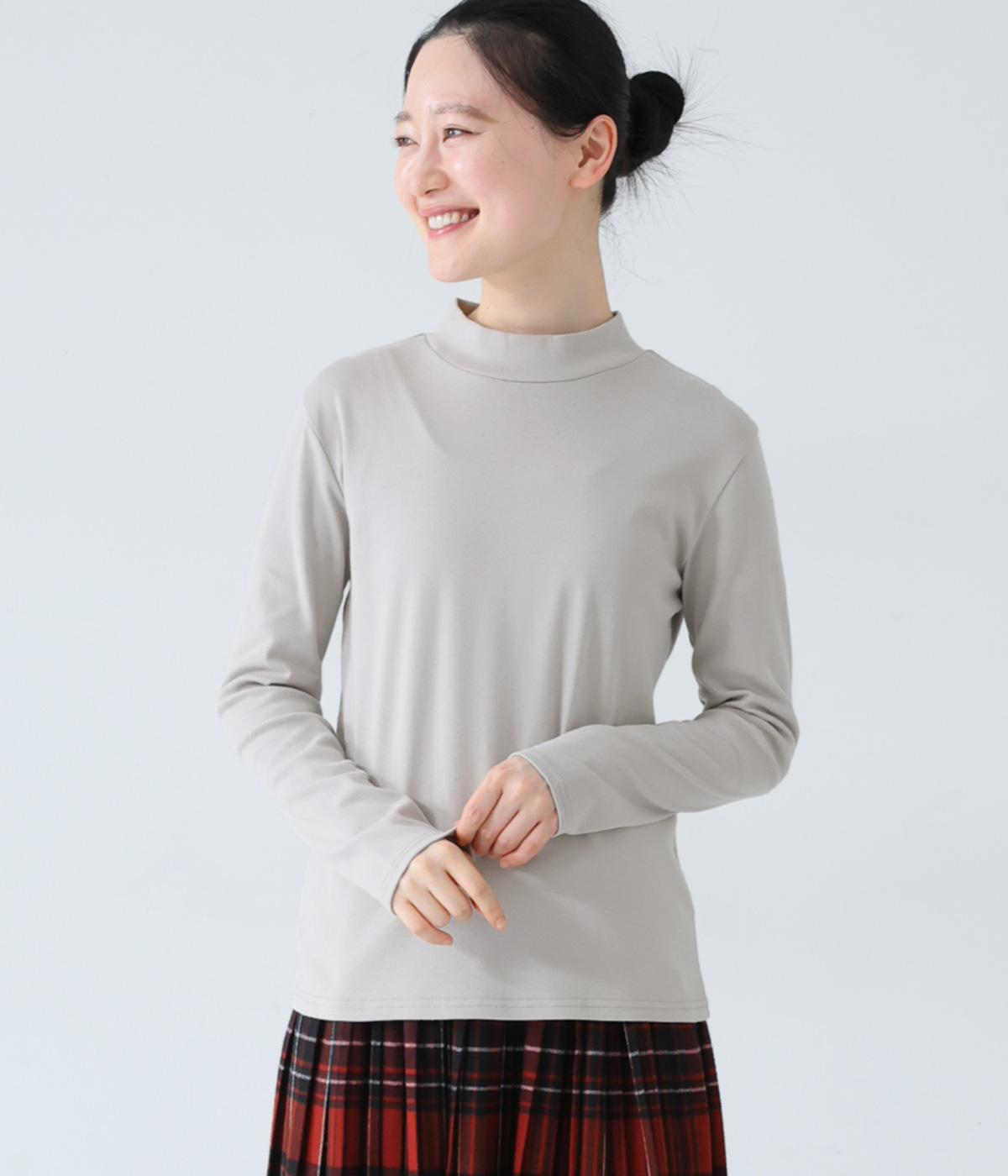 コットンコーマフライスリブモックネックプルオーバー(グレー-F)