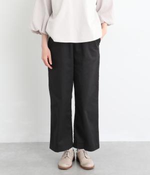 コットンツイルセミワイドストレートパンツ(ブラック-F)