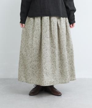 コットンローンプリントフラワーパターンギャザースカート