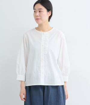 コットンローンワッシャーフリルシャツ(オフホワイト-F)