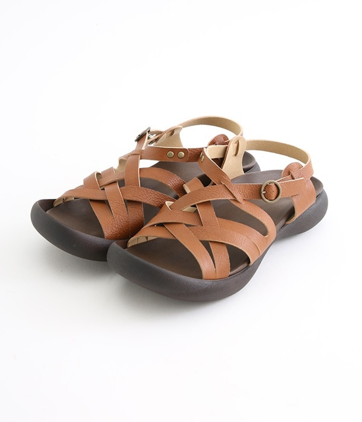 フィールドソール　クロスベルトサンダル(ブラウン-S)