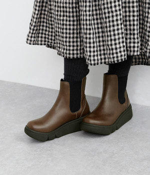 晴雨兼用サイドゴアブーツ(ダークブラウン-L)