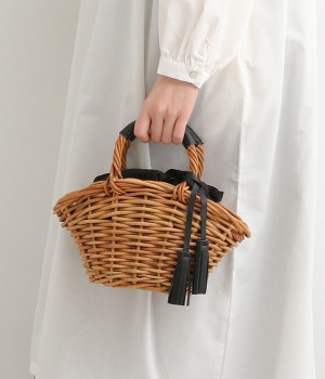 別注｜レザーハンドル　カゴバッグ(ナチュラル-ONESIZE)