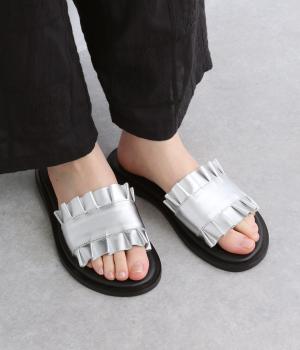 フリルレザーサンダル(シルバー-36)