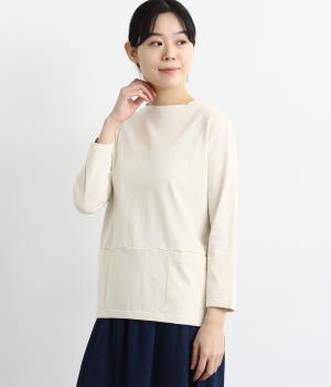 アメリカンドライ天竺　七分袖ポケットプルオーバー(アイボリー-F)