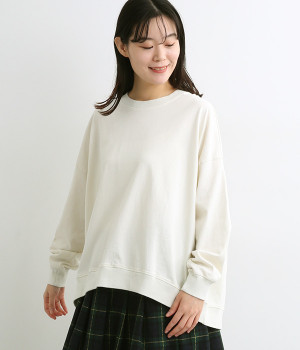 コットンアメリカンドライ天竺バックスリット袖ダーツプルオーバー(アイボリー-ONESIZE)