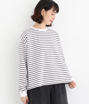 コットンファンクショナル天竺ボーダープルオーバー