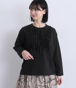 コットンカットフリルプルオーバー(ブラック-F)