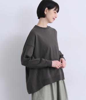 アメリカンドライ天竺コットンバックタックプルオーバー(チャコール-F)