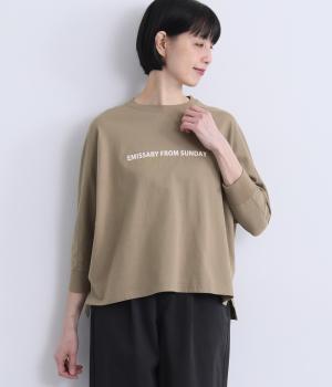 コットンドルマンスリーブプリントプルオーバー(モカ-F)