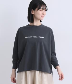 コットンドルマンスリーブプリントプルオーバー(チャコール-F)