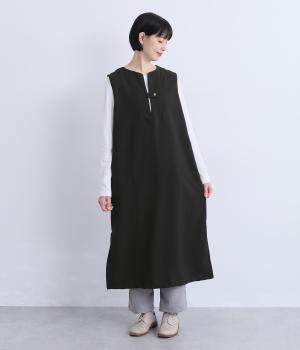 トロワッシャーフロントタブワンピース(ブラック-F)