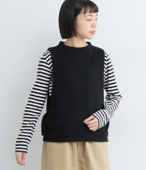 ソフト紡毛天竺カシュクールベスト(ブラック-F)