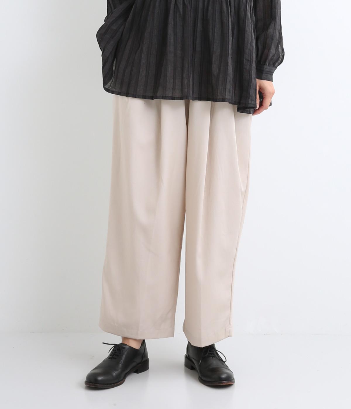 テンセルコットンツイルダブルタックイージーパンツ(アイボリー-ONESIZE)