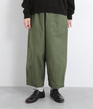 コットンムラ糸バックサテンピーチBioエアフロ―ベイカーイージーパンツ(カーキ-F)