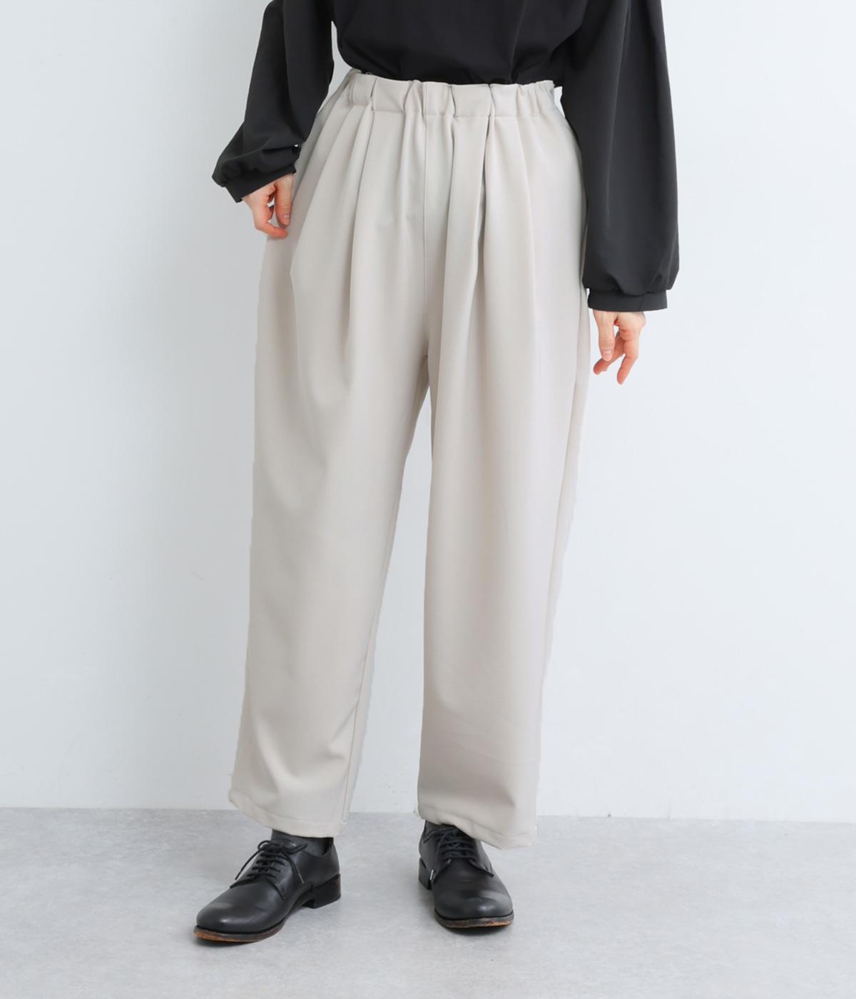 メランジドライツイル4wayストレッチバッグダーツイージーパンツ(アイボリー-F)