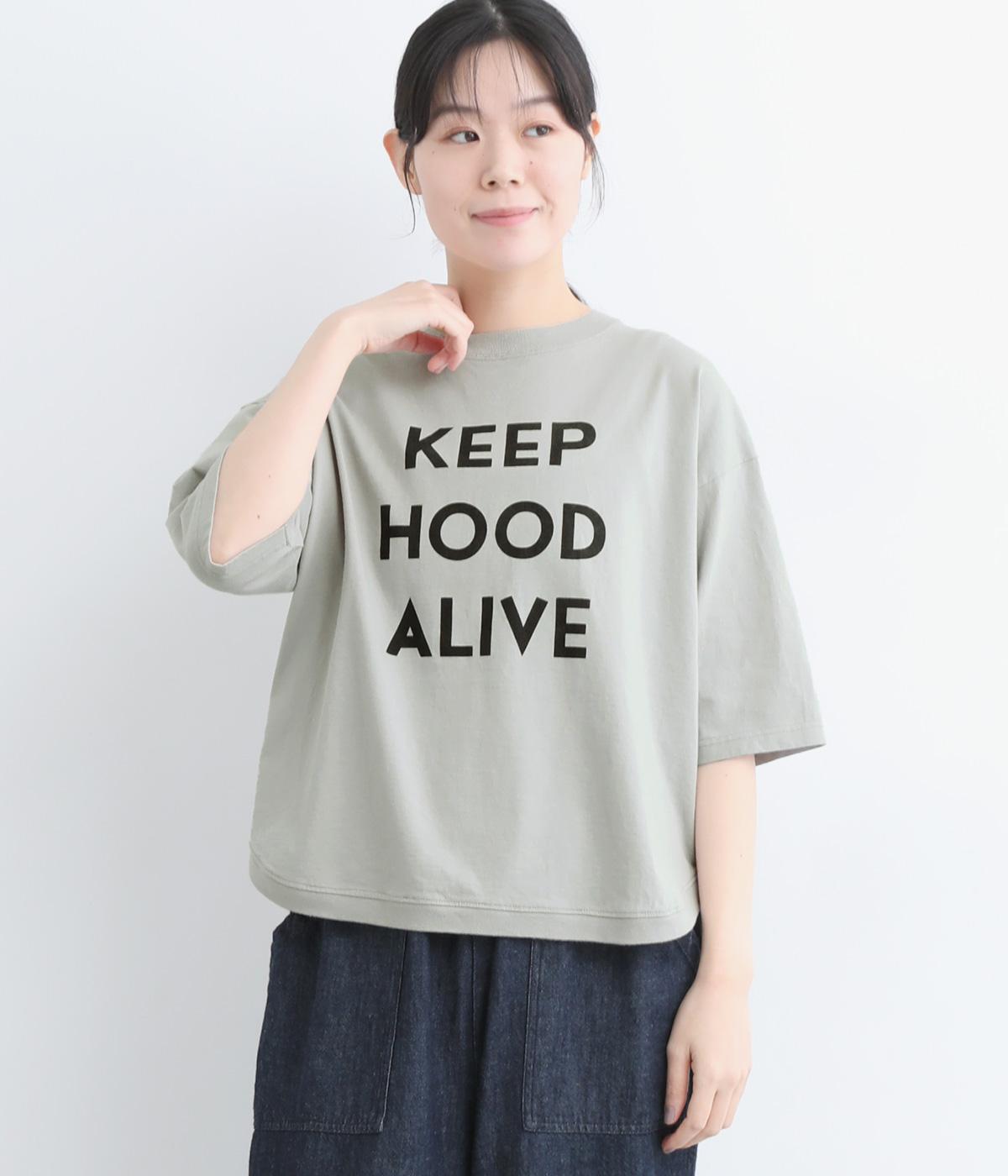 コットン天竺ヘムラウンドプリントTee〈KEEP HOOD ALIVE〉(グレー-ONESIZE)