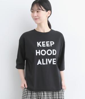 コットン天竺ヘムラウンドプリントTee〈KEEP HOOD ALIVE〉(ブラック-ONESIZE)
