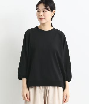 コットンアメリカンドライ天竺llバックタックラグランプルオーバー(ブラック-F)