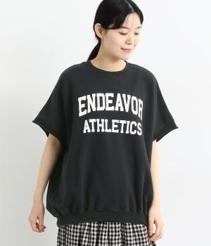 コットン裏毛ハロ加工カットオフプリントプルオーバー(ブラック-F)