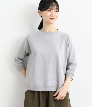 コットンアメリカンドライ天竺Ⅱヘムラウンドプルオーバー(ヘザーグレー-F)