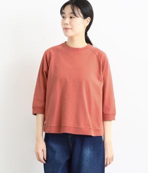 コットンアメリカンドライ天竺Ⅱヘムラウンドプルオーバー(コーラルピンク-F)