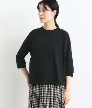 コットンアメリカンドライ天竺Ⅱヘムラウンドプルオーバー(ブラック-F)