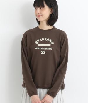 コットン天竺フロントプリントプルオーバー(ブラウン-F)