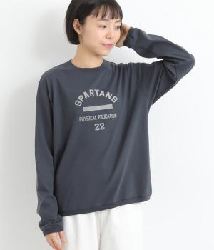 コットン天竺フロントプリントプルオーバー(チャコール-F)