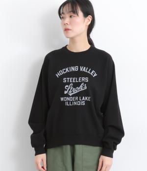 コットンハニカムメッシュラグランプリントプルオーバー(ブラック-F)