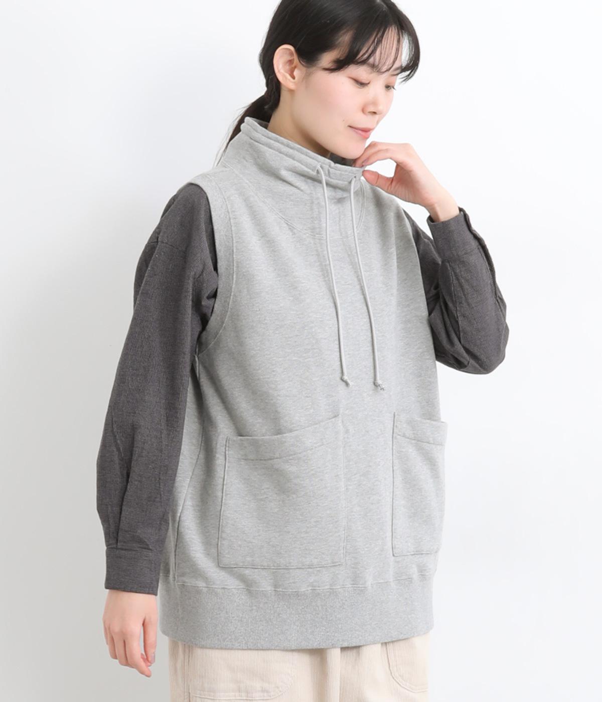 コットンセントラル裏毛ハイネック裏毛ベスト(グレー-F)