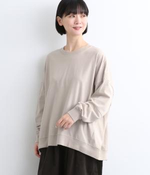 コットンアメリカンドライ天竺バックスリットプルオーバー(グレージュ-F)