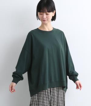 コットンアメリカンドライ天竺バックスリットプルオーバー(グリーン-F)