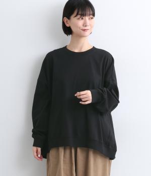 コットンアメリカンドライ天竺バックスリットプルオーバー(ブラック-F)