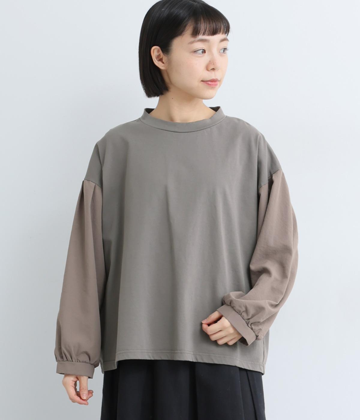 コットンファンクショナル天竺タックスリーブプルオーバー(チャコール-F)