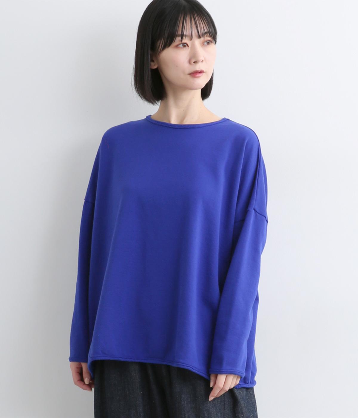 コットンコーマミニ裏毛カットオフプルオーバー(ブルー-F)