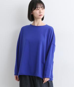 コットンコーマミニ裏毛カットオフプルオーバー(ブルー-F)