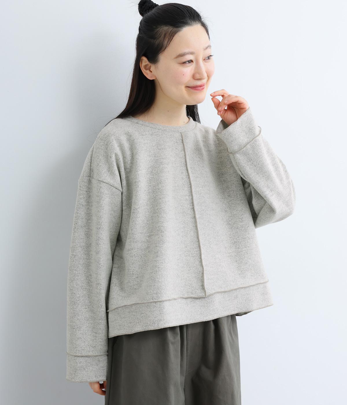 ワンダールパイルスタンドカラーメロープルオーバー(グレー-F)