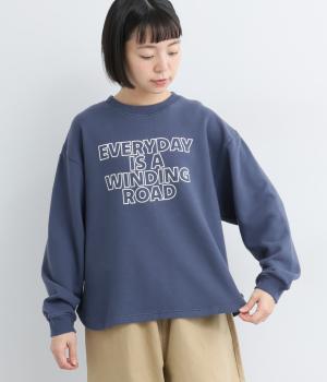 コットンユースフル裏毛ヘムラウンドプルオーバー(ブルー-F)