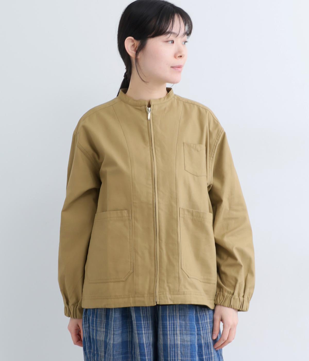 コットンヘムジップアップジャケット(ベージュ-F)