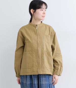 コットンヘムジップアップジャケット(ベージュ-F)