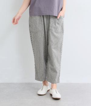 ヒッコリーバックヨークイージーパンツ(ブラック（細）-F)