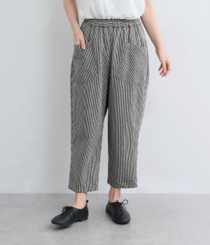 ヒッコリーバックヨークイージーパンツ(ブラック（太）-F)